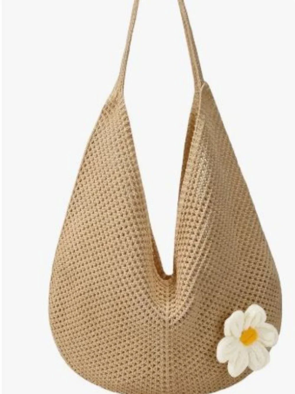 Crochet Beach Tote Bag Women’s Mesh Knit Summer Shoulder Purse